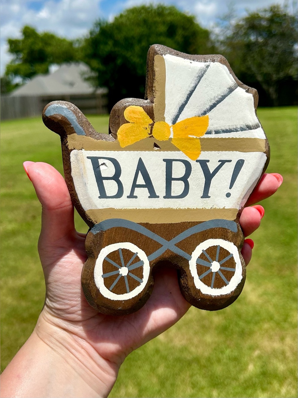 Demdaco Baby Carriage Wooden Magnet Token